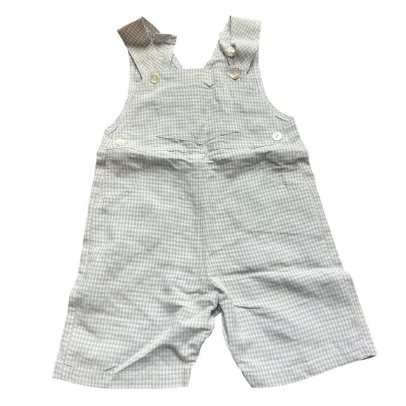 VTG NWT M. Ferrari Best & Co 24m Gingham Short Overalls Shortalls Classic Italy - Picture 1 of 6